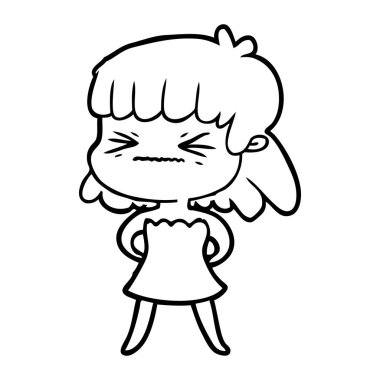 vektör çizim karikatür kızgın kız