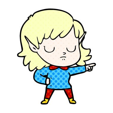 vektör çizim karikatür elf kızı