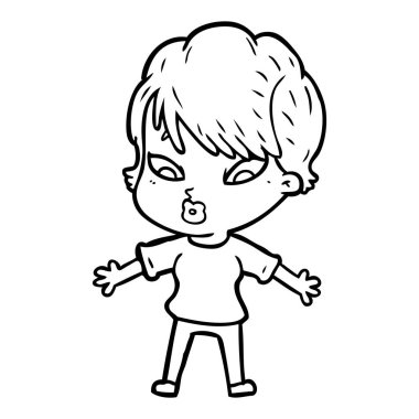 Çizgi filmdeki kadının vektör çizimi