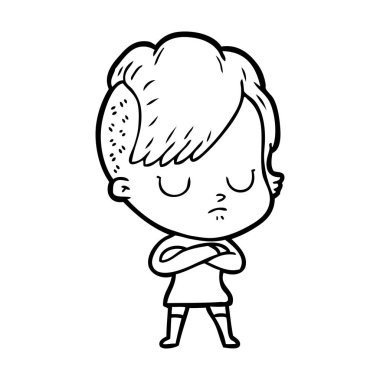 Çizgi filmdeki kadının vektör çizimi