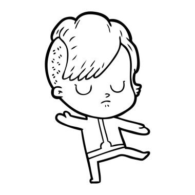 Çizgi filmdeki kadının vektör çizimi