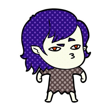 Çizgi filmdeki vampir kızın vektör çizimi