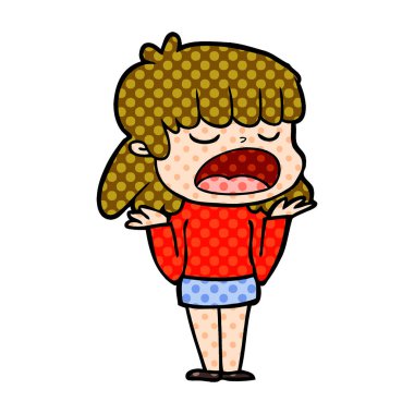 yüksek sesle konuşuyor karikatür kadın