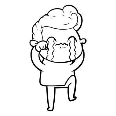 vektör çizim karikatür adam ağlıyor