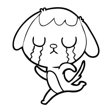 sevimli çizgi köpek ağlıyor