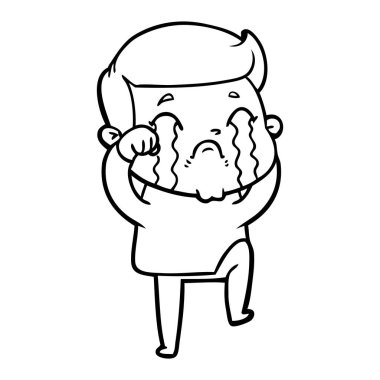 vektör çizim karikatür adam ağlıyor