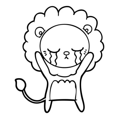 vektör çizim karikatür aslan ağlama