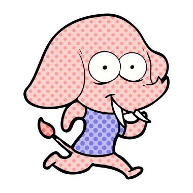 mutlu çizgi film fil vektör çizim