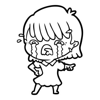 vektör çizim karikatür kız ağlıyor