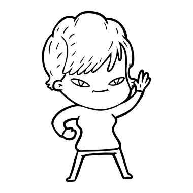 vektör çizim karikatür mutlu kadın