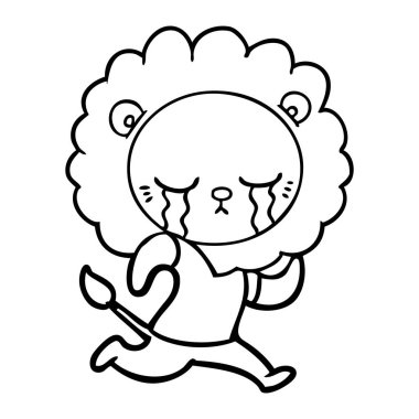 vektör çizim karikatür aslan ağlama
