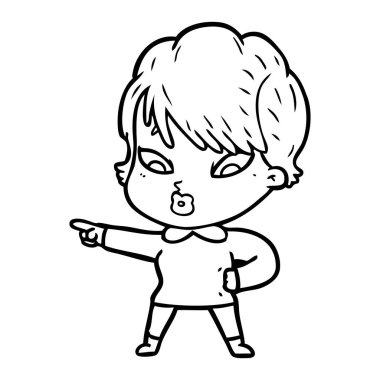 Çizgi filmdeki kadının vektör çizimi