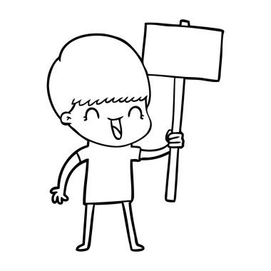 mutlu çizgi film çocuk vektör çizim