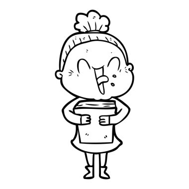 karikatür mutlu yaşlı kadın