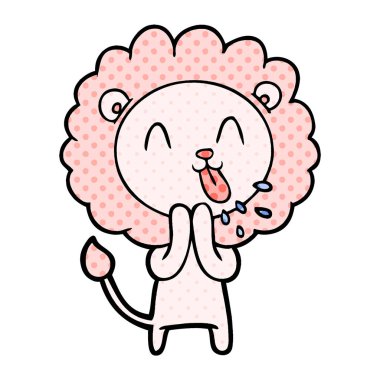 mutlu karikatür aslan vektör çizim