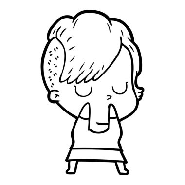 Çizgi filmdeki kadının vektör çizimi