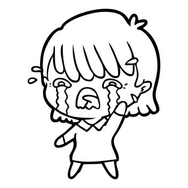 vektör çizim karikatür kız ağlıyor