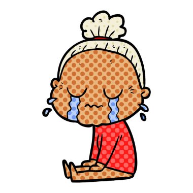 çizgi film ağlayan yaşlı kadın