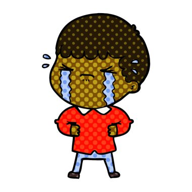 vektör çizim karikatür adam ağlıyor