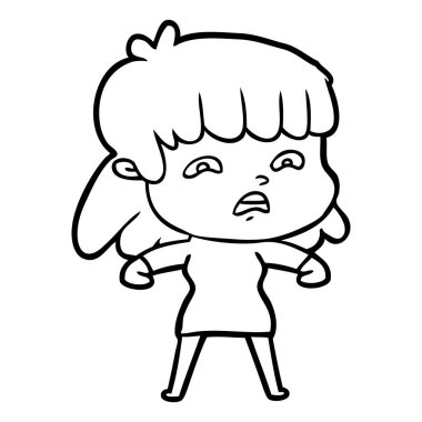 vektör çizim karikatür endişeli kadın