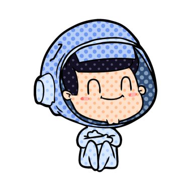 mutlu karikatür astronot vektör çizim