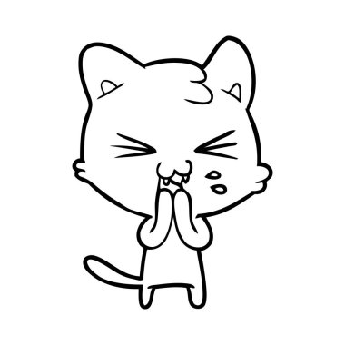 vektör çizim karikatür kedi tıslama