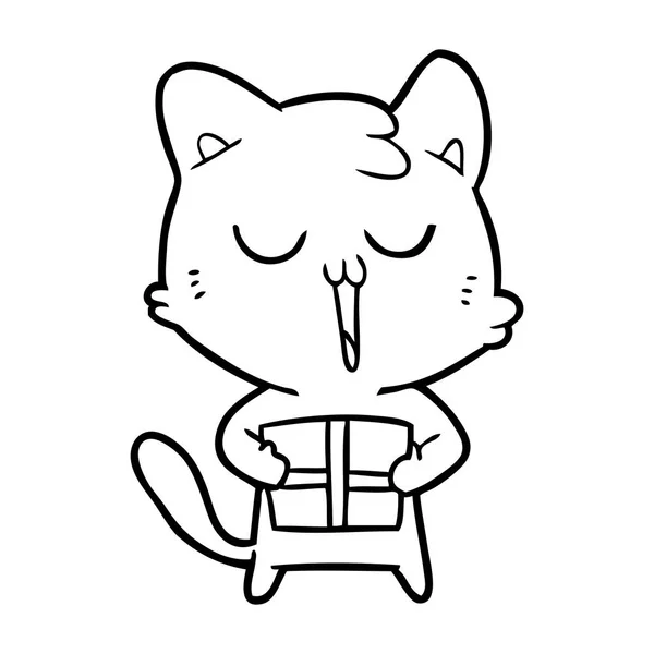 cartoon cat with present