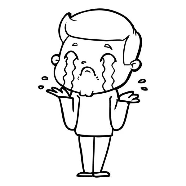 Vector Ilustración Dibujos Animados Hombre Llorando — Vector de stock