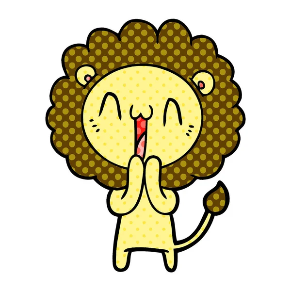 Illustration Vectorielle Lion Dessin Animé Heureux — Image vectorielle