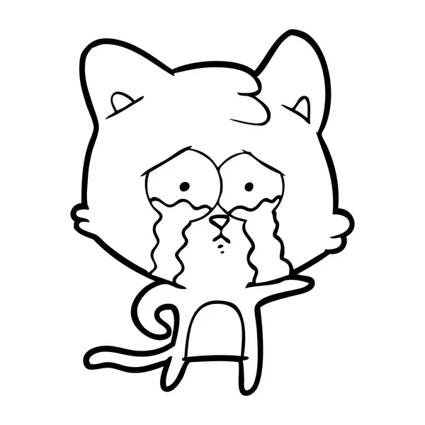 ベクトル漫画泣いている猫のイラスト — ストックベクタ