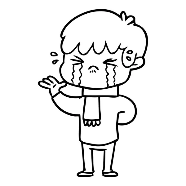 Vektorové Ilustrace Kreslené Chlapce Pláč — Stockový vektor