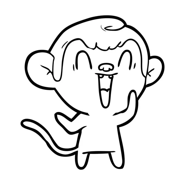 Vector Illustration Cartoon Laughing Monkey — Stock Vector