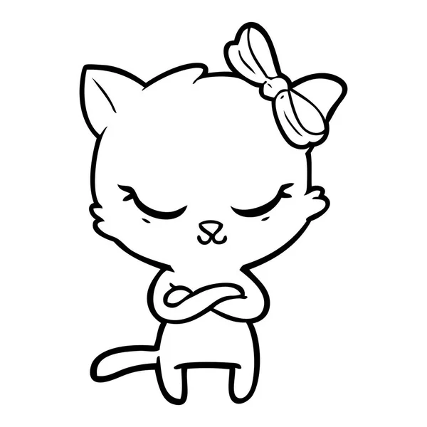 Cute Cartoon Cat Bow — Stock Vector
