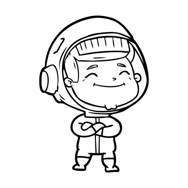 Vektorillustration Glad Cartoon Astronaut — Stock vektor