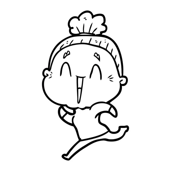 Desenho Animado Senhora Velha Feliz —  Vetores de Stock