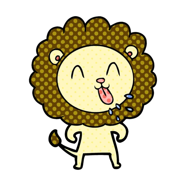 Illustration Vectorielle Lion Dessin Animé Heureux — Image vectorielle