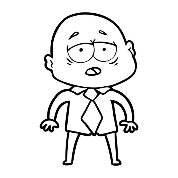 Desenho Animado Cansado Careca Homem Camisa Gravata — Vetor de Stock