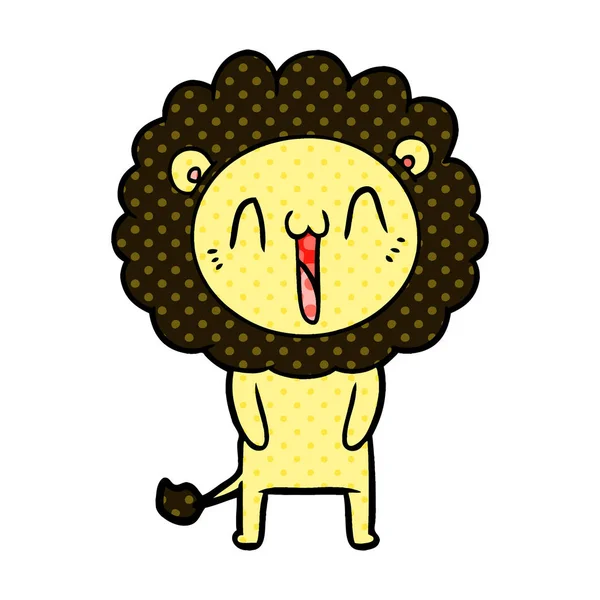 Vektorillustration Lycklig Tecknad Lejon — Stock vektor