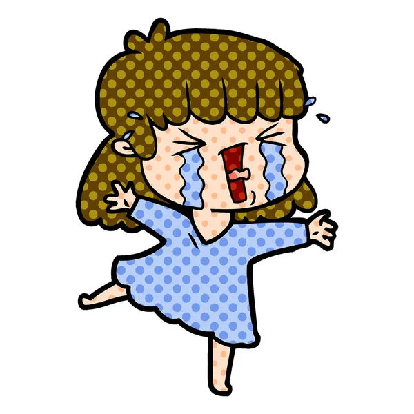 Cartoon Woman Tears — Stock Vector