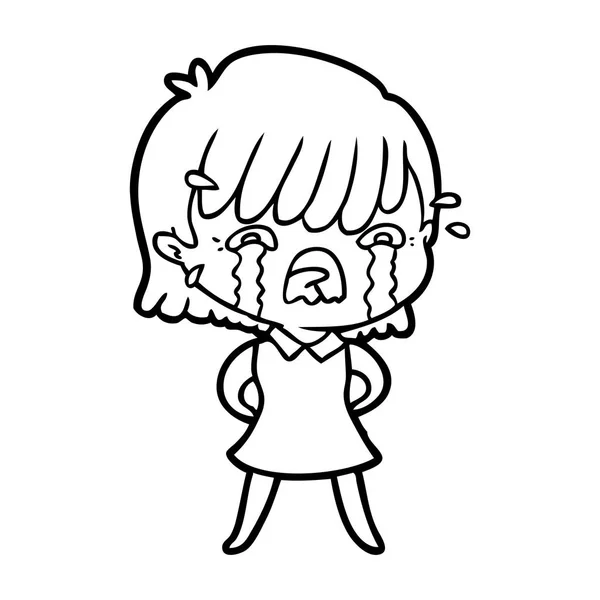 Vector Illustration Cartoon Girl Crying — Stock Vector