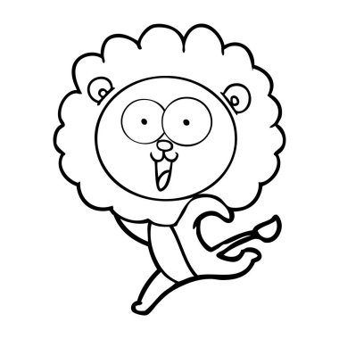 mutlu karikatür aslan vektör çizim