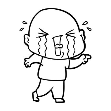 çizgi film ağlayan kel adam