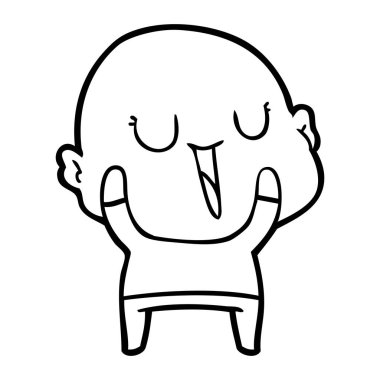 mutlu karikatür kel adam