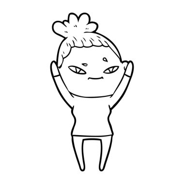 Çizgi filmdeki kadının vektör çizimi