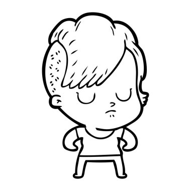 Çizgi filmdeki kadının vektör çizimi