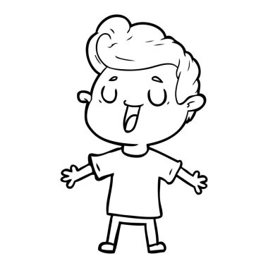 mutlu çizgi film adam vektör çizim