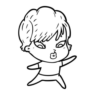 Çizgi filmdeki kadının vektör çizimi