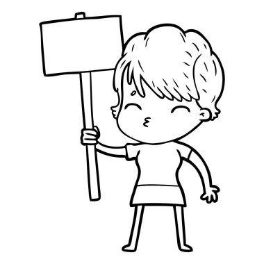 vektör çizim karikatür kadın düşünme