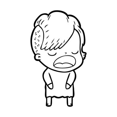 konuşuyor karikatür serin hippi kız