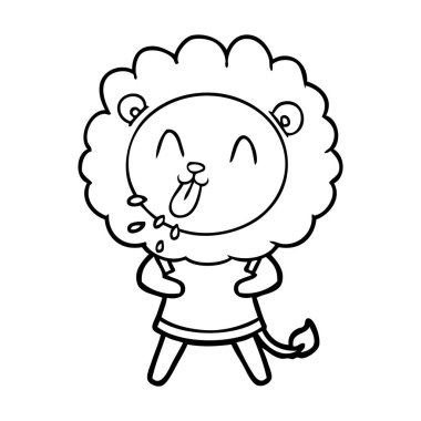 mutlu karikatür aslan vektör çizim